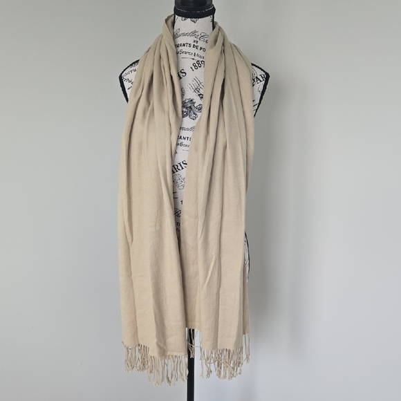 Beige Fringe Scarf - Picture 1 of 2